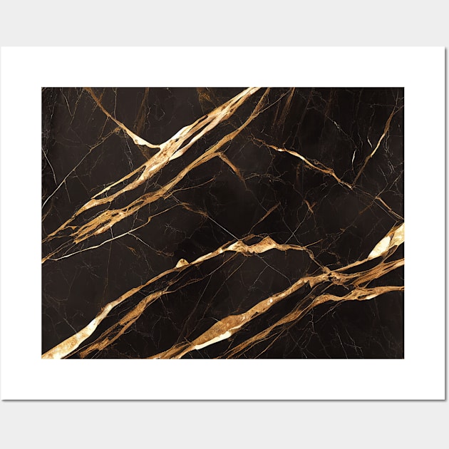 Brown marble with golden veins Wall Art by Alekxemko